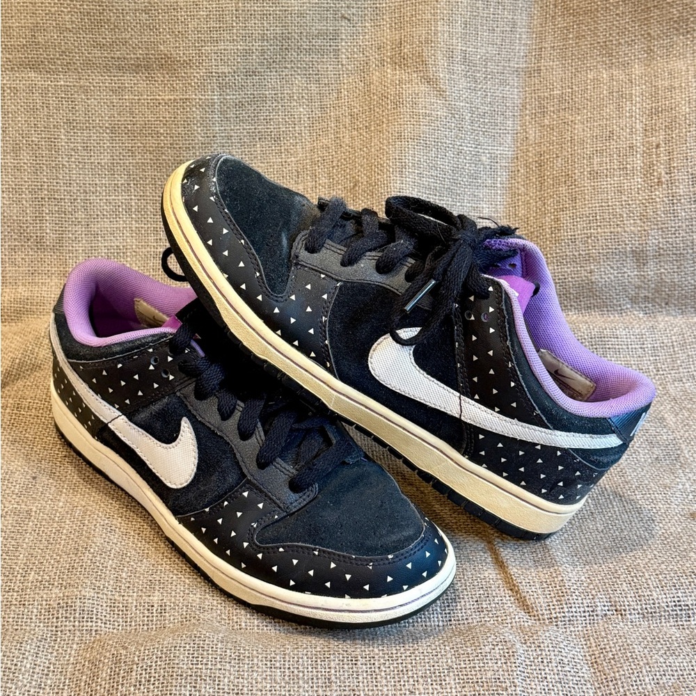 Nike Black and Purple Sneakers with Star Perforations